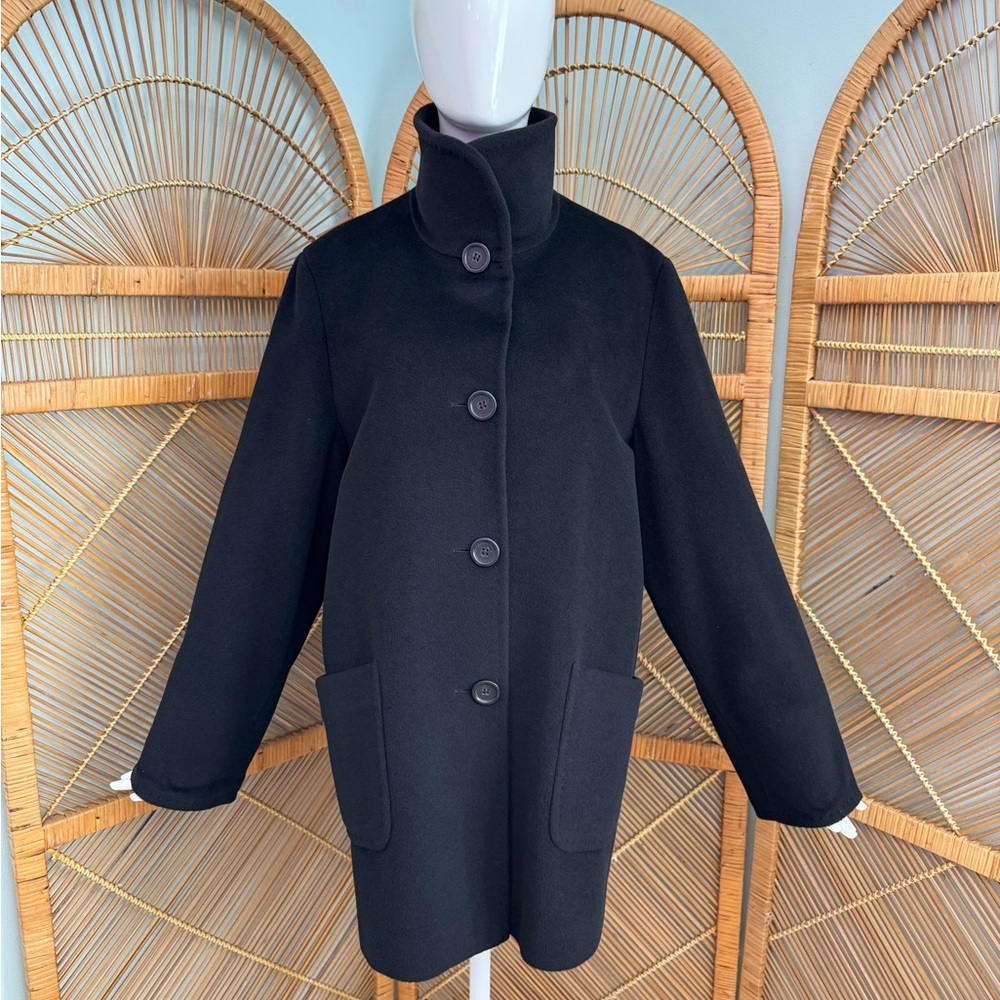 Cinzia Rocca Black Angora Wool Blend Coat, size 12
